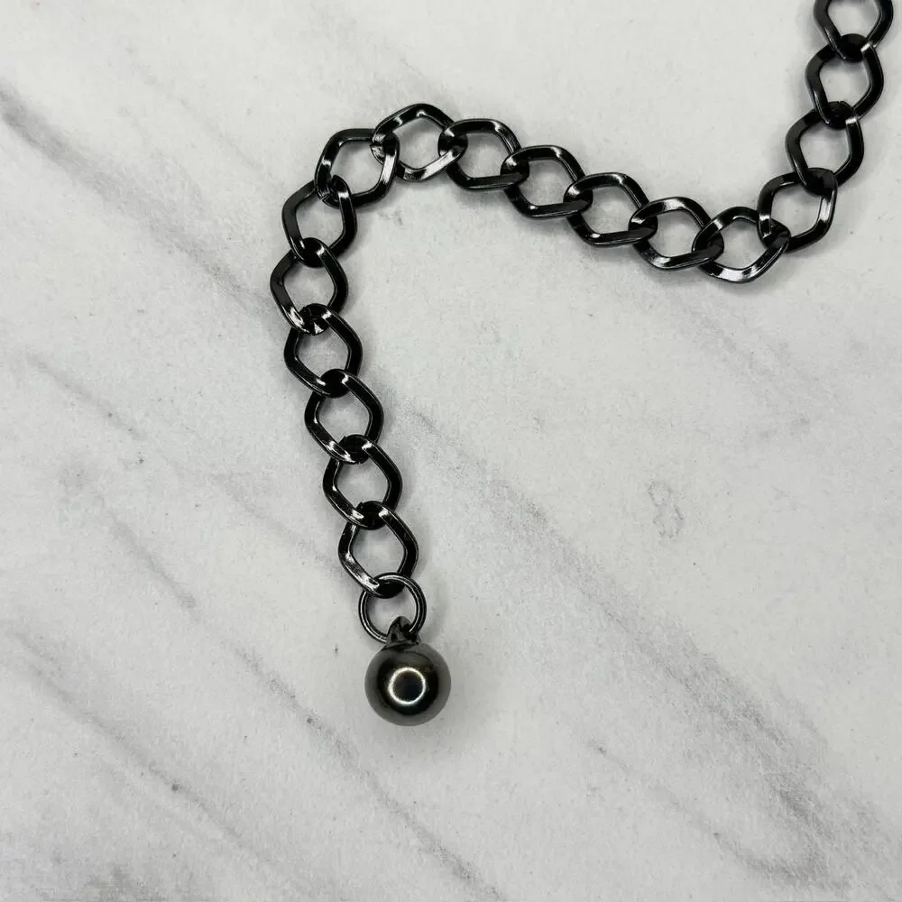 Rhinestone Black Gunmetal Chain Link Belt One Size (OS) ✨